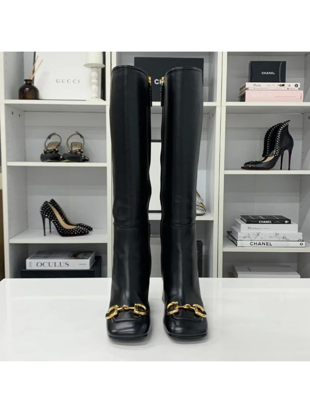 Gucci Horsebit Leather Long Boots Black